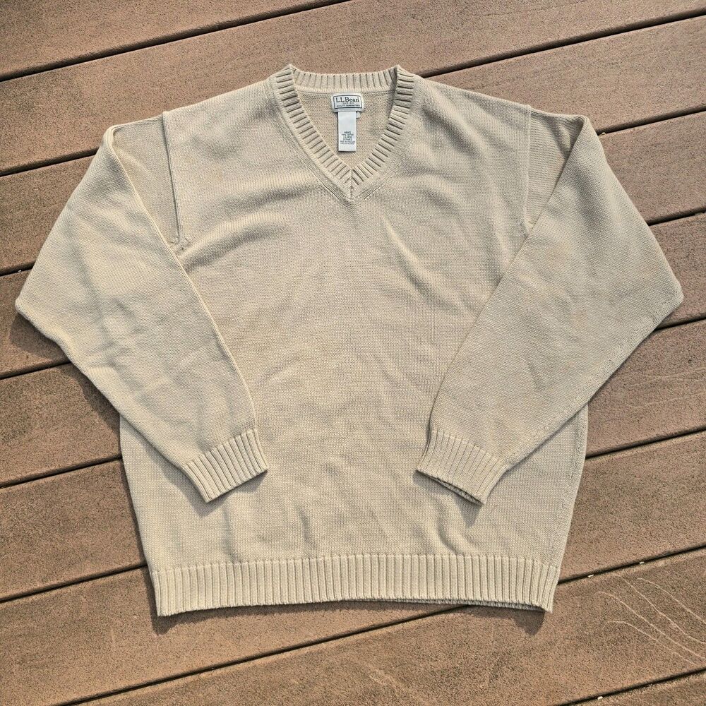 Vintage L. L. Bean Cardigan Mens Large Cream White Beige